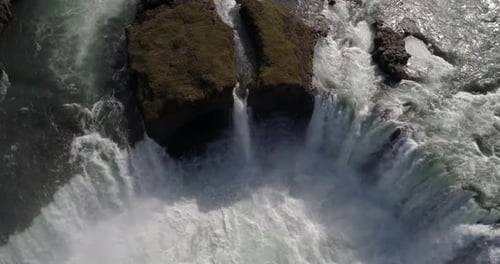 Aerial view over Godafoss waterfall, Iceland