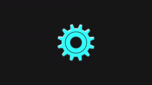 Cyan Rotating Gear Settings Icon Loop Animation