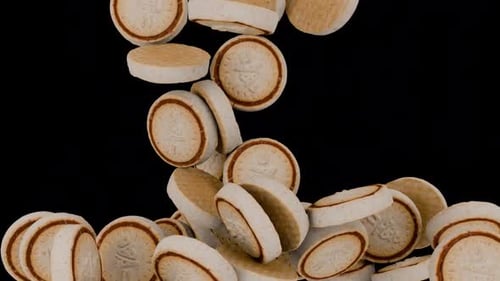 Realistic Cookies Falling and Piling Food Animation