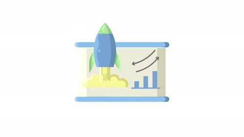 rocket presentation chart for business animated icon