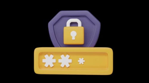 Password Shield, icône 3D d'un concept de cybersécurité en boucle alpha