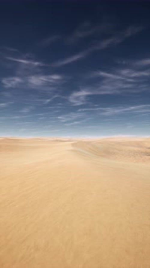 Desert Landscape With Blue Sky and White Clouds