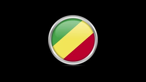 Animated Republic of the Congo Flag Glossy Button