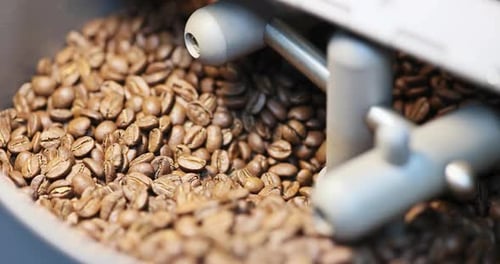 Roasting Coffee Beans Inside a Roasting Machine
