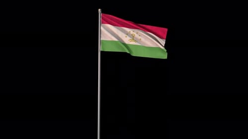 Realistic Tajikistan National Flag Waving on Pole Loop