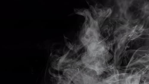 Gray Smoke Rising on Black Background