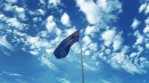 Australian Flag Waving Against a Blue Sky