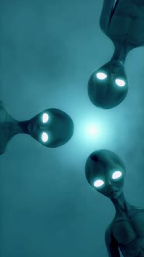 Scary Gray Aliens Looking Down at you and Blinking