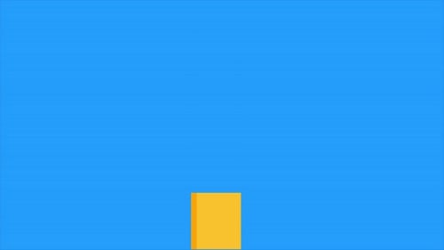 Yellow Cube Jumping On Blue Background 4K