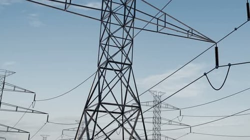 Electrical Power Transmission Towers and Lines, Pan and Tilt
