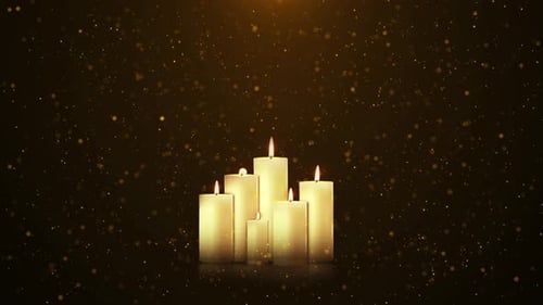 Elegant Flickering Candles with Golden Particle Glow Background