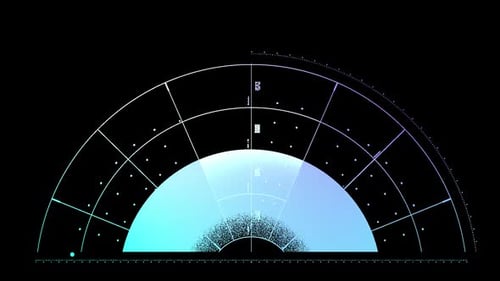 Collection Radar : Chargement de l'animation d'un élément graphique en demi-cercle sur fond noir
