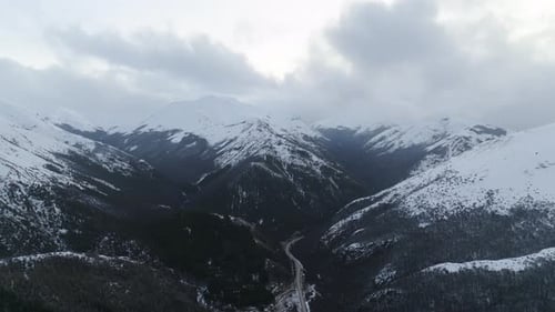 Aerial View Cloudy Sky Over Snowcapped Andes Mountains in Coyhaique Chile