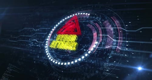 Cyber attack network security breach symbol digital concept loop