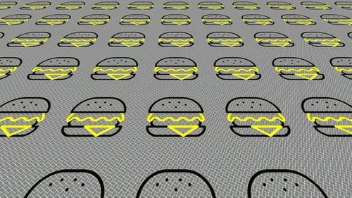 Dynamic Background with Animated Cheeseburger Icons, Unique Design, Exclusive