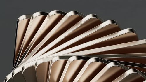 Rotierender goldener metallischer Geometriehintergrund, 3D-Rendering.