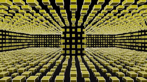 Black And Gold And White Square Circular Motion Background Vj Loop In 4K