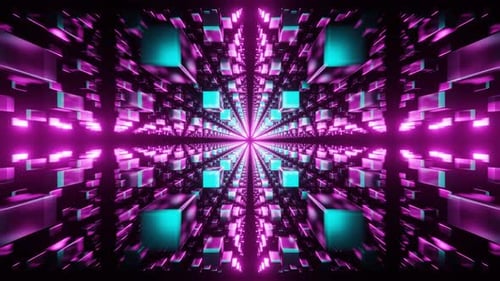 Cyan and Pink Abstract Cubic Dimension Background VJ Loop in 4K