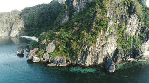 Aerial Drone Shot of High Mountain Covered with Tropical Forest Tropical Landscape Travel Concept