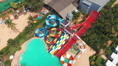 Water Park with High Slides and a Swimming Pool