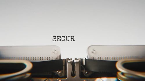 Antigua máquina de escribir mecánica que escribía Secure Network de cerca.