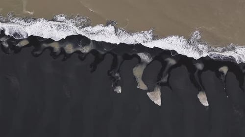 Aerial view of black sand beach, Iceland.
