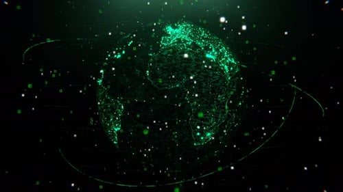 Futuristic Digital Earth Globe with Network Connections
