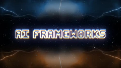 Ai Frameworks Neon Text With Retro Style Background