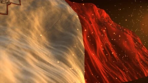 Cinematic Waving Flag with Sparkling Golden Dust