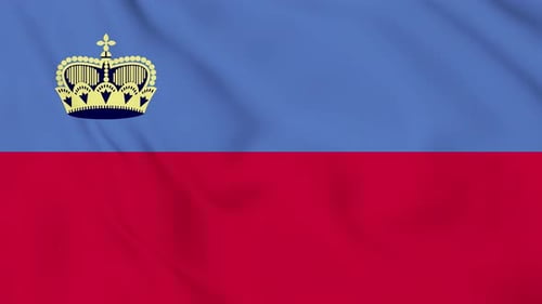 Liechtenstein National Flag Waving with Realistic Fabric Motion