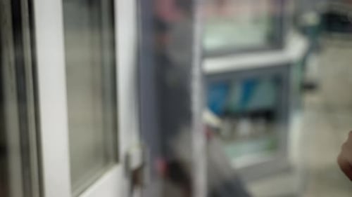 Modern Glass Doors Opening to Workplace Environment