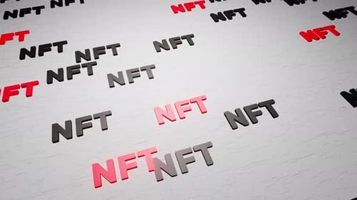 Glowing NFT Text Seamless Animation on Digital Background