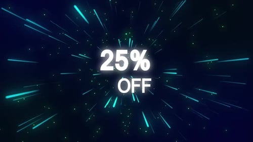 Futuristic 25% Off Sale Text Reveal with Speed Lines Background