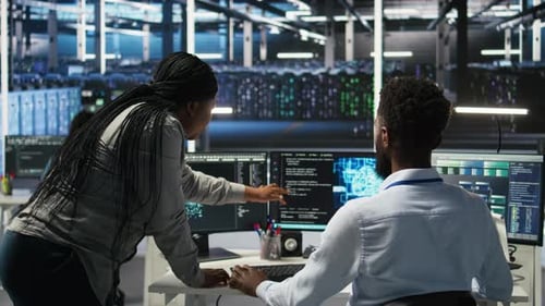 Manager Supervising Data Center Engineer Using AI Neural Network Models