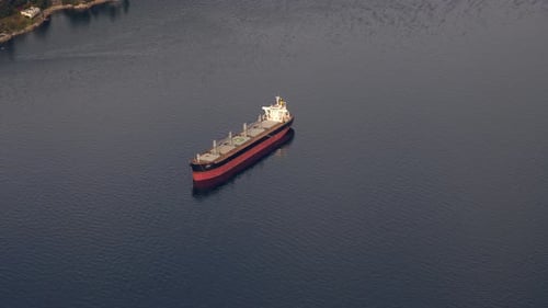 Aerial Shot of a Cargo Ship on Ocean