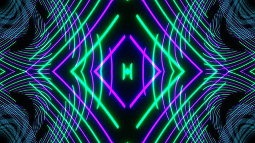 Purple And Turquoise Flashing Neon Spiral Kaleidoscope Background Vj Loop In 4K