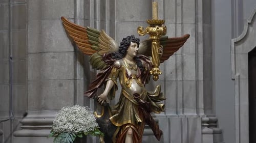 Golden angel statue with wings, Sanctuary of Sameiro