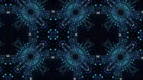 Elegante abstrakte blaue Partikel, die auf einem dunklen Weltraumhintergrund tanzen