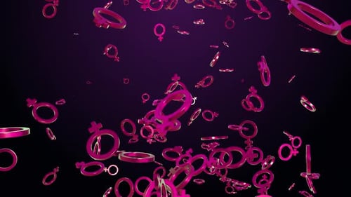 Falling Pink Female Gender Symbols Background Loop