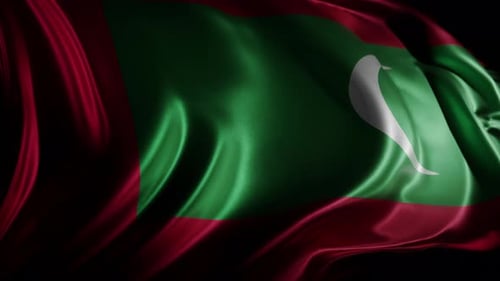 Waving Flag of Maldives with Realistic Fabric Animation