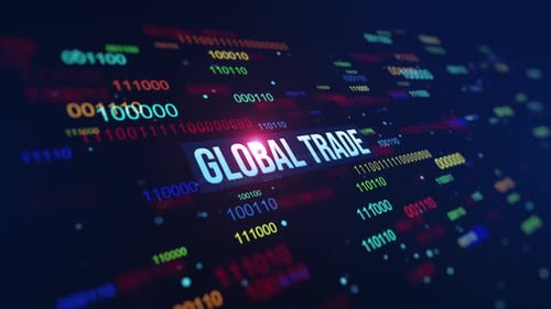 Plano de fundo do código binário digital de comércio global