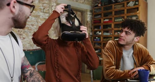 Young Adults Experiencing Virtual Reality in Shared Workplace