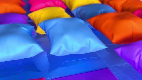 Dynamic Colorful Pillows Bouncing Fluid Abstract Animation
