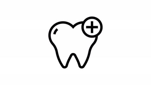 Animated Medical Tooth Plus Icon Line Art