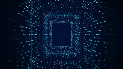 Futuristic AI Digital Tunnel Loop Background