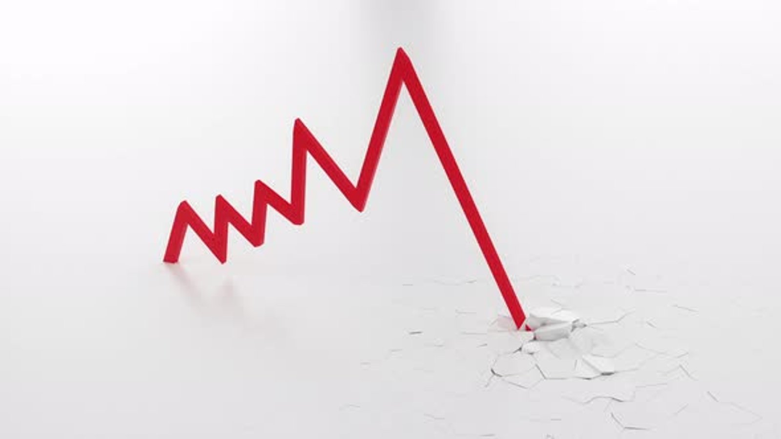 Stock market crash graph. Red arrow fall into crack ground. Economic ...