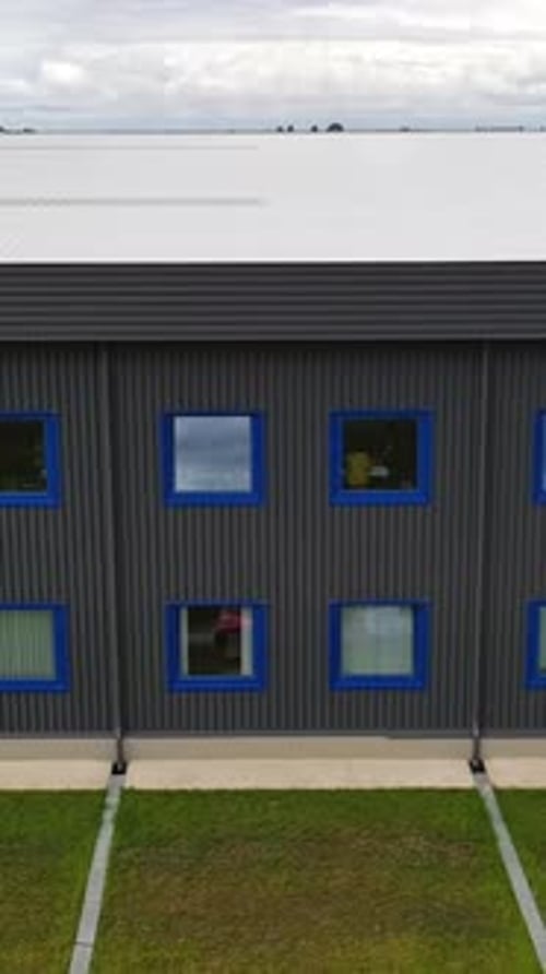 Modern two-storey building. Exterior of a new industrial building.