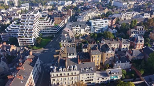 Modern and Classic Architecture in a Dense European City Center Aerial