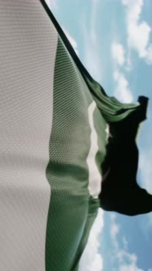 Realistic Pakistan Flag Waving Against Blue Sky