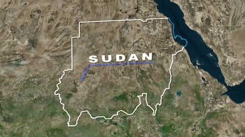 Earth Zoom into Sudan Map with Text Reveal